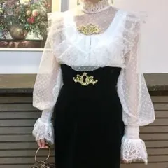 Medenius レースブラウス　ホワイト シースルーのサムネイル