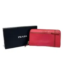 プラダ PRADA サフィアーノ ラウンドファスナー 長財布 リボン ピンク