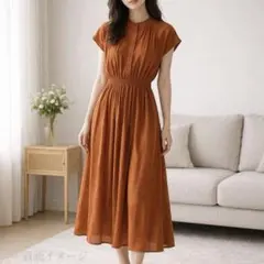 【美品】perle peche オレンジ ワンピース Mサイズ