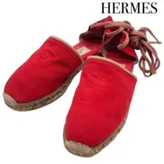 HERMES エルメス レースアップ フラットシューズ 約25cm レディース赤のサムネイル