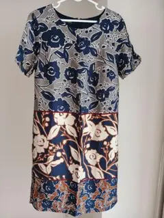 LAURA ASHLEY フラワープリント 半袖ワンピース UK10