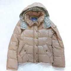 バーバリー ブルーレーベル ダウン ショート丈 フード ベージュ ジャケット M