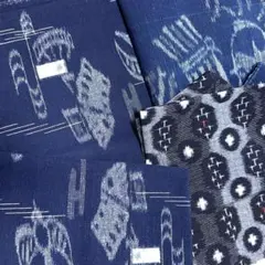 着物リメイク　着尺　絣　はぎれ　ハンドメイド　木綿　 3セット　アンティーク