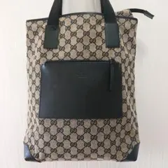 《美品》GUCCI(グッチ)トートバッグ キャンバス☆ブラック❌レザー