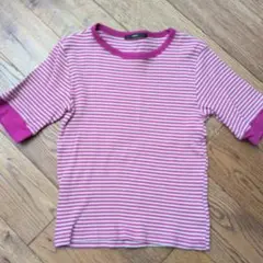 Kastane ピンク ボーダー 五分袖 カットソー