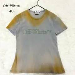 良品✨ オフホワイト 半袖 Tシャツ グレー グラデーション コットン 40のサムネイル