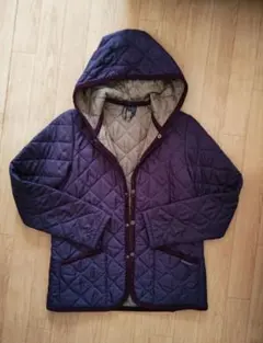 ラベンハム　LAVENHAM キルティングコート　紫　フード付　38 英国製