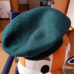 ウール ダークグリーン ベレー帽