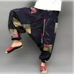 新品　アジアン　和風　和柄　ネイビー　エスニック　サルエルパンツ　アラジンパンツのサムネイル