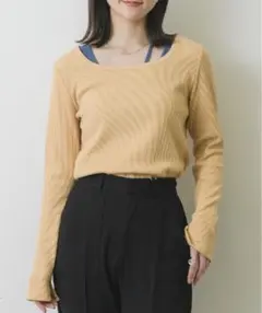 RETRO GIRL スリット袖ボタンテレコTee オレンジ