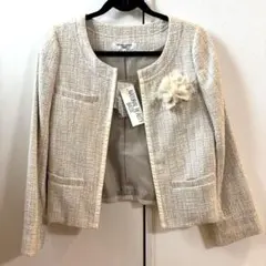 NATURAL BEAUTY BASIC ツイードノーカラージャケット M