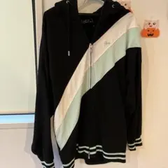 Keady 斜めストライプフードパーカーL