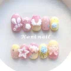 ゆめかわ 平成女児 ウィッシュコア フレンチガーリー うさぎ　ネイルチップ