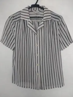 【お値下げ】ストライプ シフォン 半袖シャツ　M
