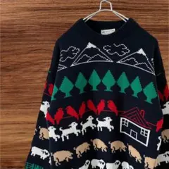 ✨美品✨KOTARE クルーネックニットセーター【Ｌ】オーバーサイズ　ファーム柄