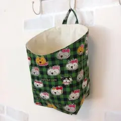 NO.887 大・布バスケット❁浮かせる収納❁ウォールポケット❁ハンドメイド