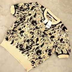 ✨未使用品 XL✨ NONA サマーニット 半袖 セーター ベージュ系 花柄