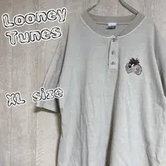 USA製ルーニーチューンズ　ヘンリーネック半袖Tシャツ タズマニアンデビル　XL