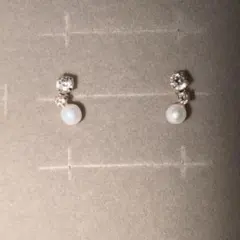 ツツミ キュービックジルコニア 淡水パール ピアス K10 イエロー
