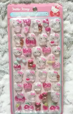 ハローキティ　3Dシール　ピンク　立体シール　ドロップシール