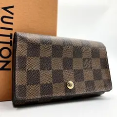 ルイヴィトン ダミエ エベヌ トレゾール 二つ折り財布 ブラウン - メルカリ