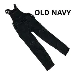 即購入OK✨OLD NAVY ダメージデニム オーバーオール 黒 サイズ0
