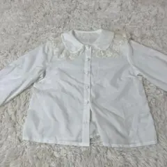 シャツ ブラウス 長袖 長袖シャツ ホワイト レース 古着