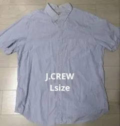 【良品】J.CREW 2-PLY コットン 半袖ボタンダウンシャツ L ブルーのサムネイル