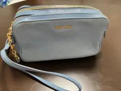 【美品・カード付】miumiu マドラス ショルダーバッグ バイカラー ブルー