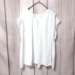 【VIS】ノースリーブ シャツ／ブラウス　ホワイト　Mサイズ　食事会などにも◎