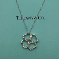美品 TIFFANY ネックレス クローバー　コンビK18YG シルバー 箱付き 美品 TIFFANY ネックレス クローバー コンビK18YG シルバー 箱付き