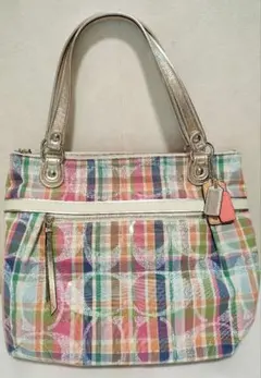 COACH ポピー シグネチャー タータンチェック トートバッグ F21956 COACH ポピー シグネチャー タータンチェック トートバッグ F21956