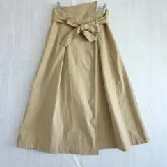 STUDIOUS ロングフレアスカート 巻きスカート風 ベージュ 日本製 XSのサムネイル