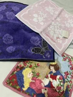 フェイラー、ローラアシュレイ、ANNA SUIタオルハンカチ3点セット