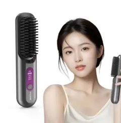 ヒートブラシ コードレス ブラシ型ヘアアイロン ストレートブラシ マイナスイオン