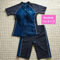 Reebok フィットネス水着 半袖 ジップアップ ネイビー ブルー 11Lのサムネイル