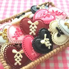 【196】100個 デコパーツ ハート リボン 飾り素材 まとめ売り