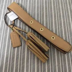 未使用品 コーチ ショルダーベルト ストラップ ベルトベージュ レザー タグ付