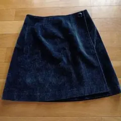ダークブルー コーデュロイ ラップスカート