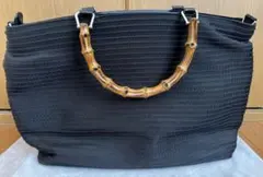 値下げ】GUCCI バンブー ショルダーバッグ 布製 イタリア製 A4サイズ 