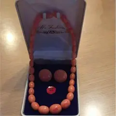 珊瑚 ネックレス イヤリング セット