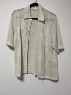 GU ホワイト メッシュカーディガン