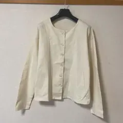 麻混ノーカラージャケット