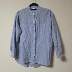 Quelle chance ケルシャンス　バンドカラーシャツ　ブルー　ストライプ