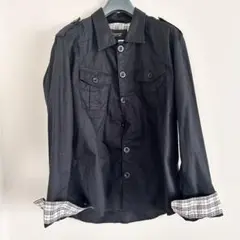 美品 バーバリーブラックレーベル ミリタリージャケット ノバチェック L 黒