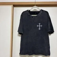ROMWE ダークグレー クロスプリント Tシャツ M