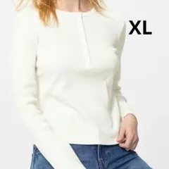 UNIQLO リブヘンリーネック 長袖 Tシャツ オフホワイト 試着のみ