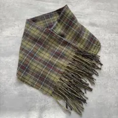 チェック柄　マフラー　フリンジ付き