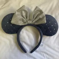 ミッキーカチューシャ ネイビー シルバー