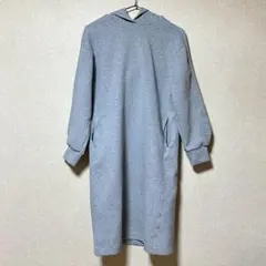 ユニクロ キッズ 160 灰色 厚手 スウェット パーカーワンピース カジュアル